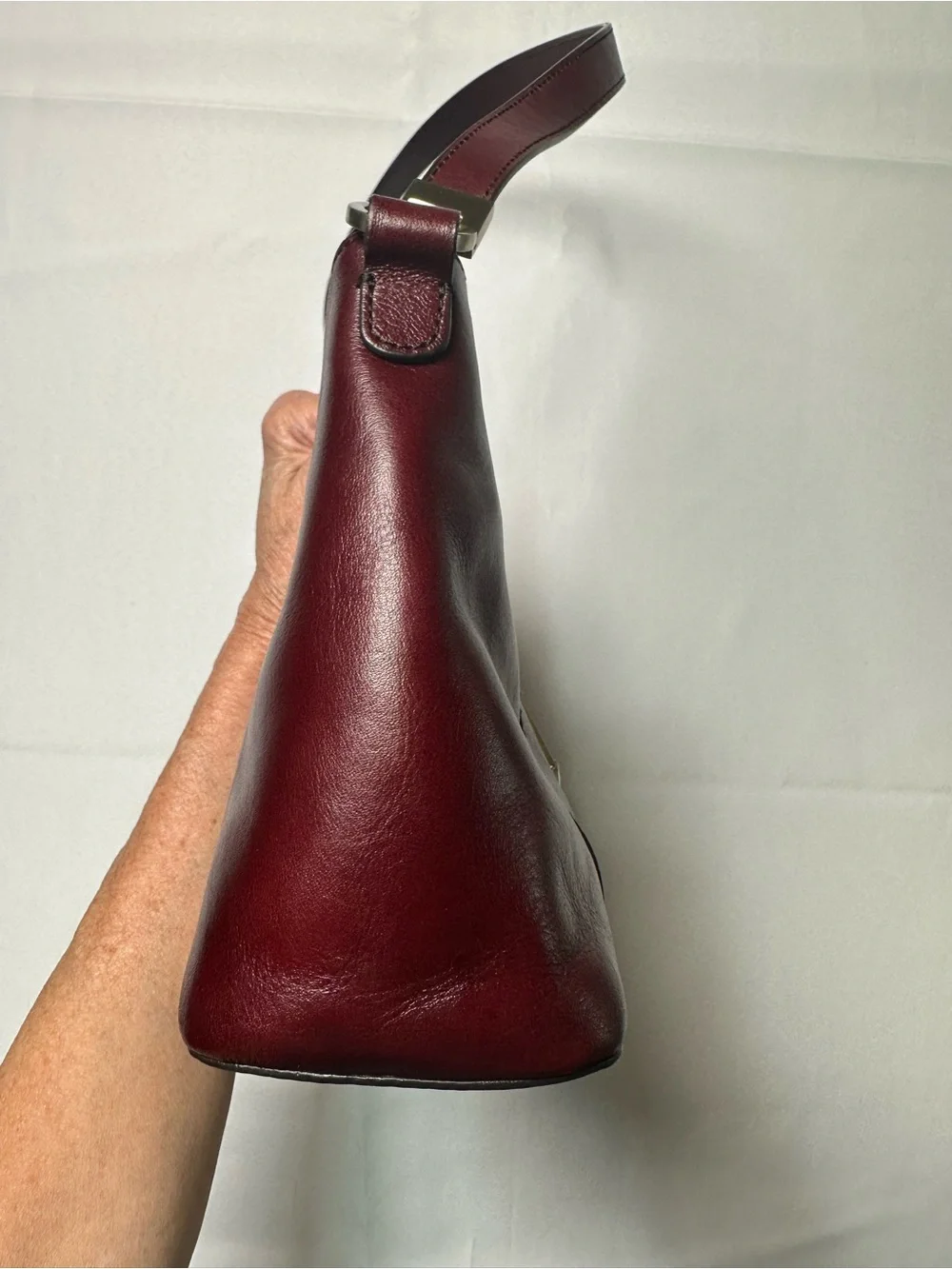 Etienne Aigner Oxblood Red Leather Shoulder Bag with Gold Hardware